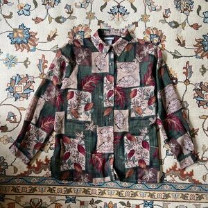 Vintage Autumn Leaf Patterned Blouse